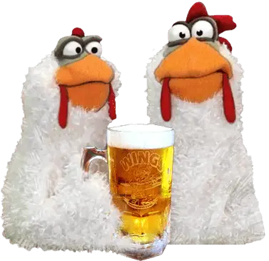 Wings Etc. Chicken Puppets with Beer